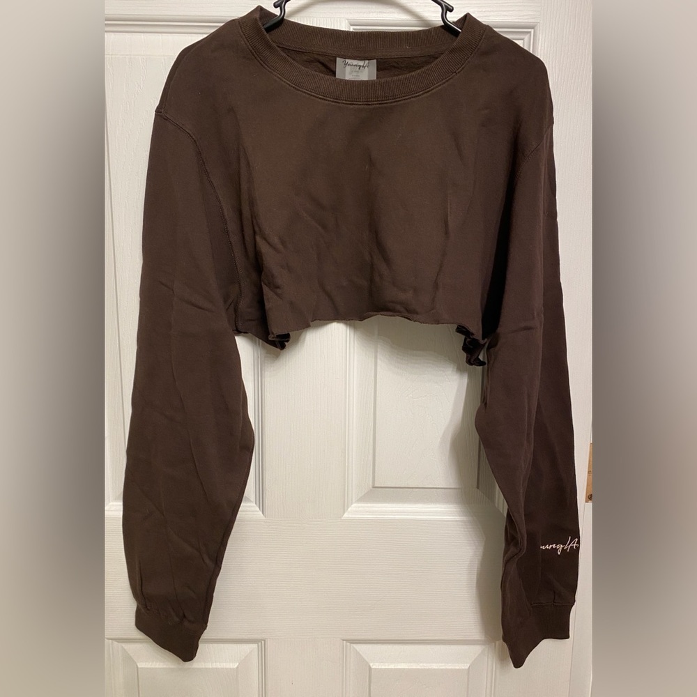 YoungLA Womens Crop Top Brown Longsleeve/Crewneck Size XL NWT